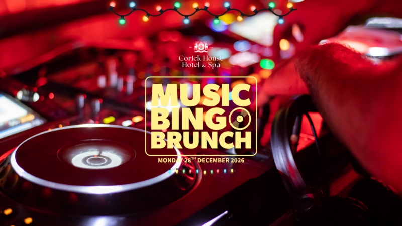 Enjoy lively music bingo brunch with vibrant lights and DJ at Corick House Hotel & Spa, perfect for a fun stay.